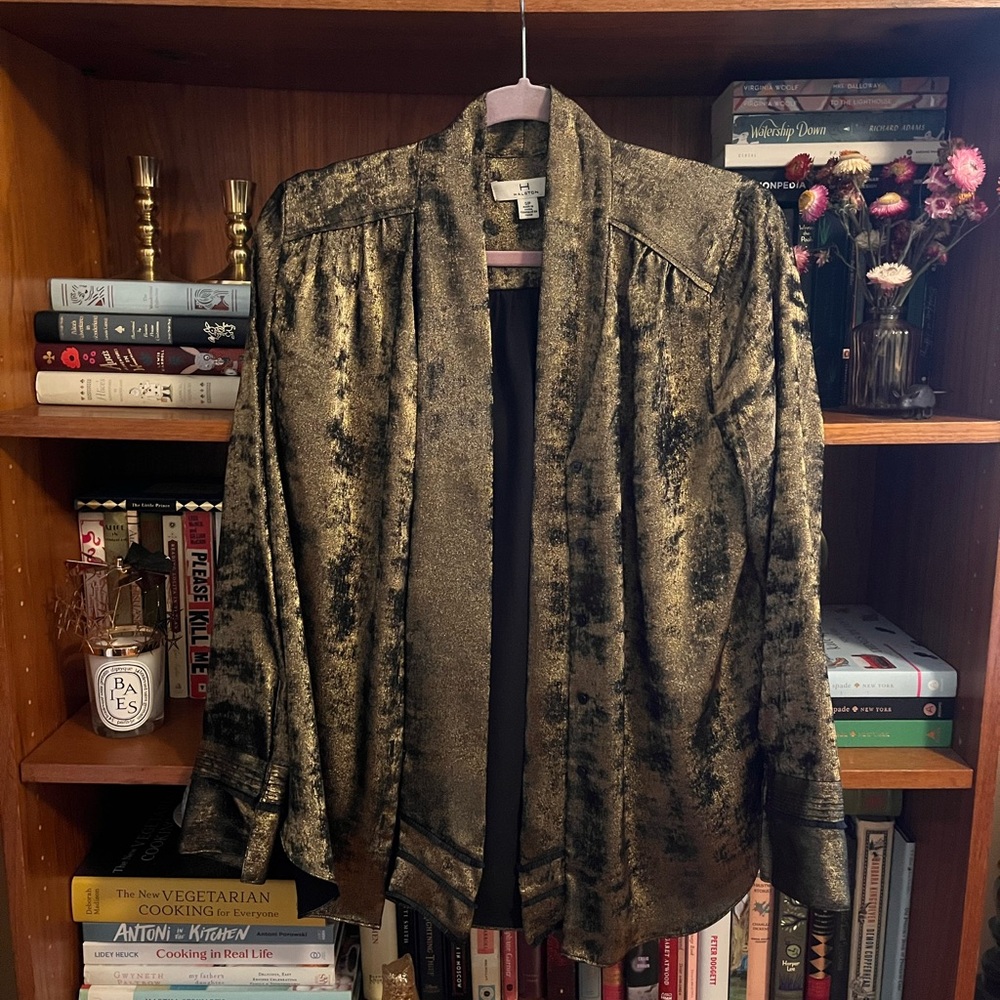 Halston Velvet Tie Blouse